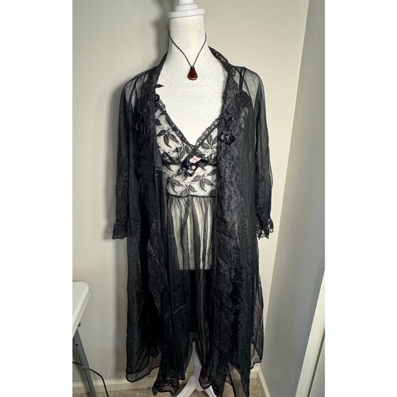 Vintage 90s French Lace Lingerie Gown Set Whimsygoth - Picture 1 of 10